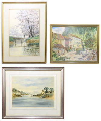 Lot 1013 - LES HARRIS (1924-2008); watercolour, river...