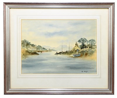 Lot 1013 - LES HARRIS (1924-2008); watercolour, river...