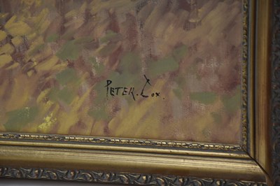 Lot 1093 - PETER COX; oil on canvas, landscape with river,...
