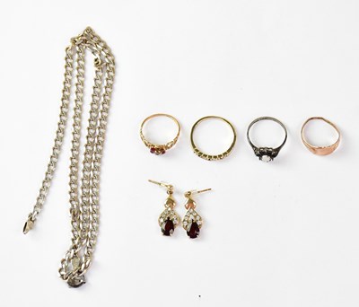 Lot 844 - Mixed jewellery comprising a 9ct rose gold...