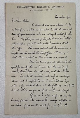 Lot 446 - A handwritten letter dated December 1914, and...