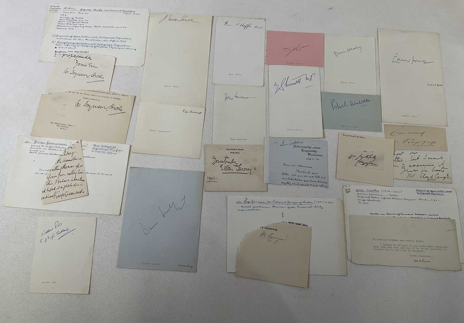 Lot 350 - A collection of autographs, each on