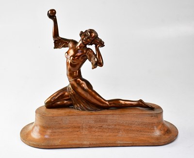 Lot 381 - An Art Deco style figure of a kneeling woman...