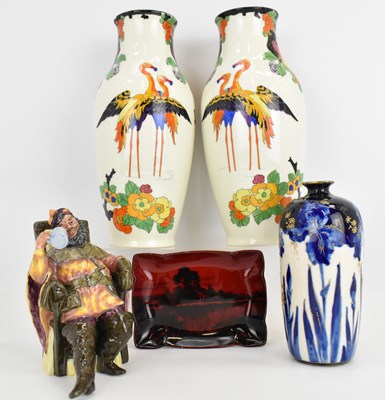 Lot 336 - ROYAL DOULTON; a pair of brightly-coloured...