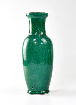 Lot 204 - A green crackle glaze vase with white crackle...