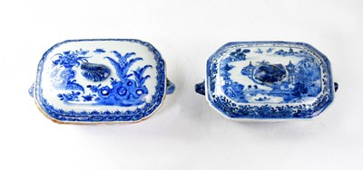 Lot 217 - Two blue and white lidded pots, each with...