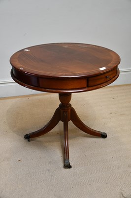 Lot 1123 - A reproduction mahogany circular drum type...