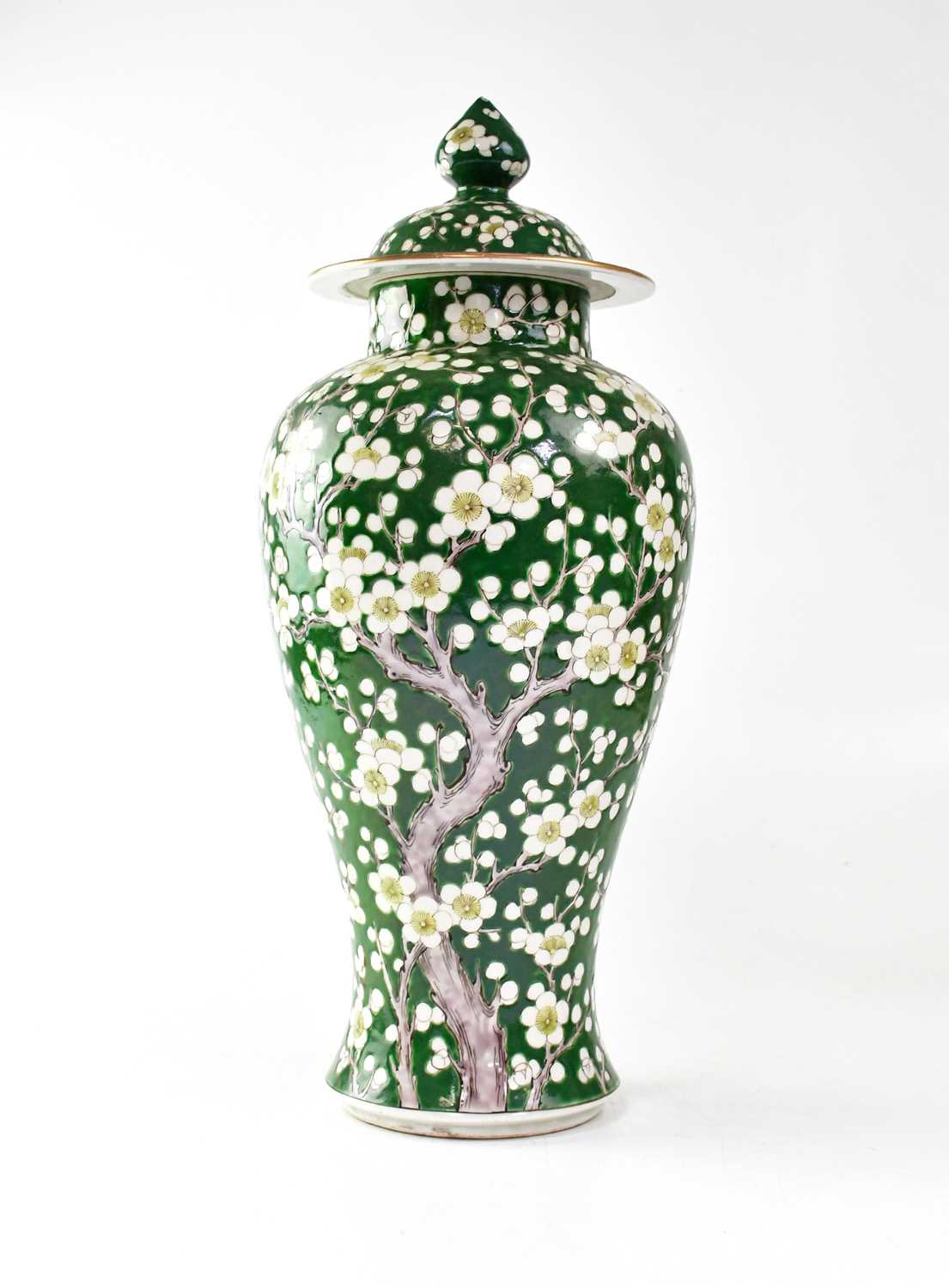 Lot 200 - A large Chinese lidded vase decorated with...