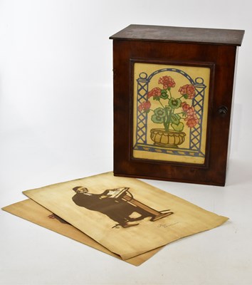 Lot 1408 - A stained wooden single door cupboard with...