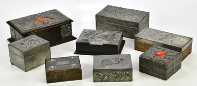 Lot 144 - A collection of Arts & Crafts style pewter...