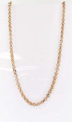 Lot 822 - A 9ct gold belcher link necklace with ring...