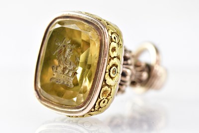 Lot 845 - A Victorian yellow metal intaglio watch fob...