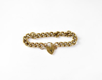 Lot 777 - A 9ct gold belcher link bracelet with 9ct gold...