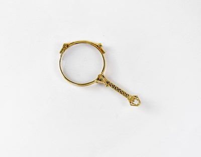 Lot 848 - A14ct gold lorgnette with pierced handle,...