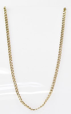 Lot 815 - A 9ct gold flat curb necklace, length 46cm,...