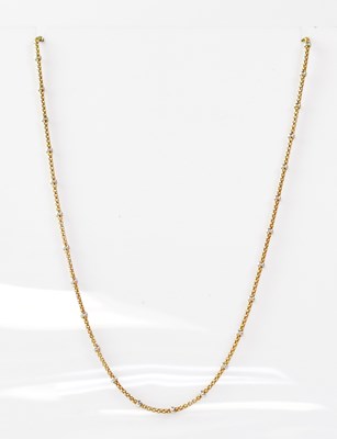 Lot 806 - A 9ct gold snake link and gold bead necklace,...