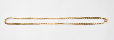 Lot 804 - A 9ct gold flat curb necklace, length 38cm,...