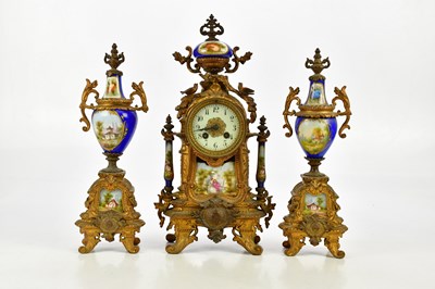 Lot 1331 - A 19th century Continential gilt and porcelain...
