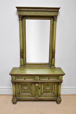 Lot 1091 - A modern green and gilt painted console table...