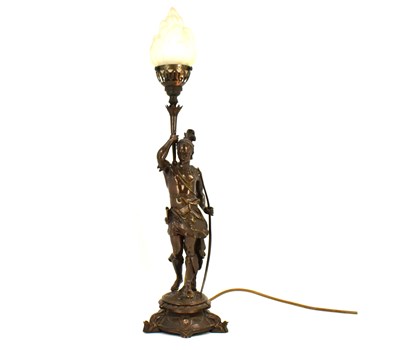 Lot 124 - A mid-20th century bronze table lamp in the...