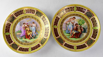 Lot 334 - ROYAL VIENNA; two porcelain plates after...