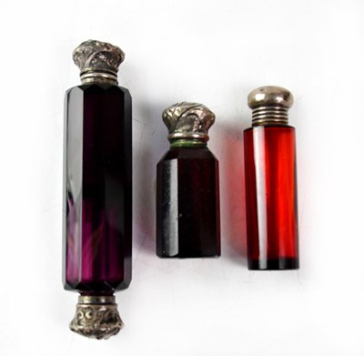 Lot 399 - Three Victorian scent bottles comprising a...