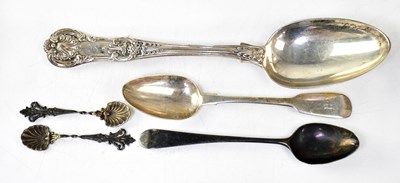 Lot 662 - Five hallmarked silver spoons comprising a...