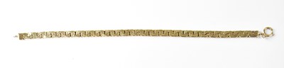 Lot 769 - A 9ct gold flat link bracelet with hoop...