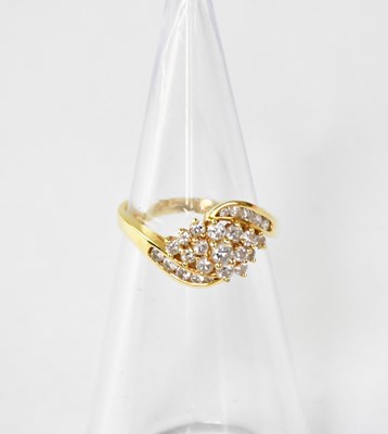 Lot 910 - An 18ct gold cluster ring with twenty-five...