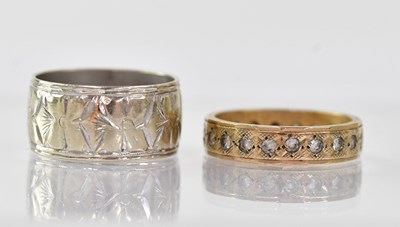 Lot 881 - Two 9ct gold rings one full eternity ring set...