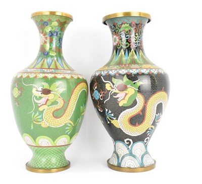 Lot 190 - Two modern cloisonné vases of baluster form,...