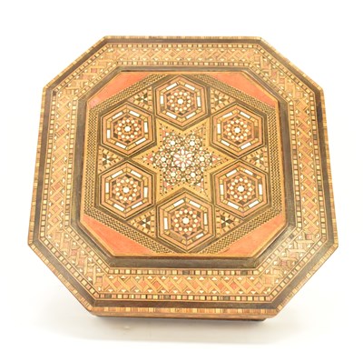 Lot 437 - A 20th century Jerusalem inlaid wooden box...