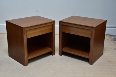 Lot 1106 - A pair of modern oak bedside cabinets, each...