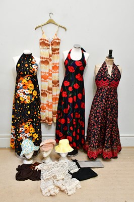 Lot 910 - Five original vintage 1970s dresses including...