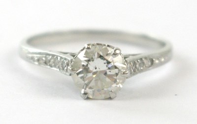 Lot 46 - A white metal diamond solitaire ring, the...