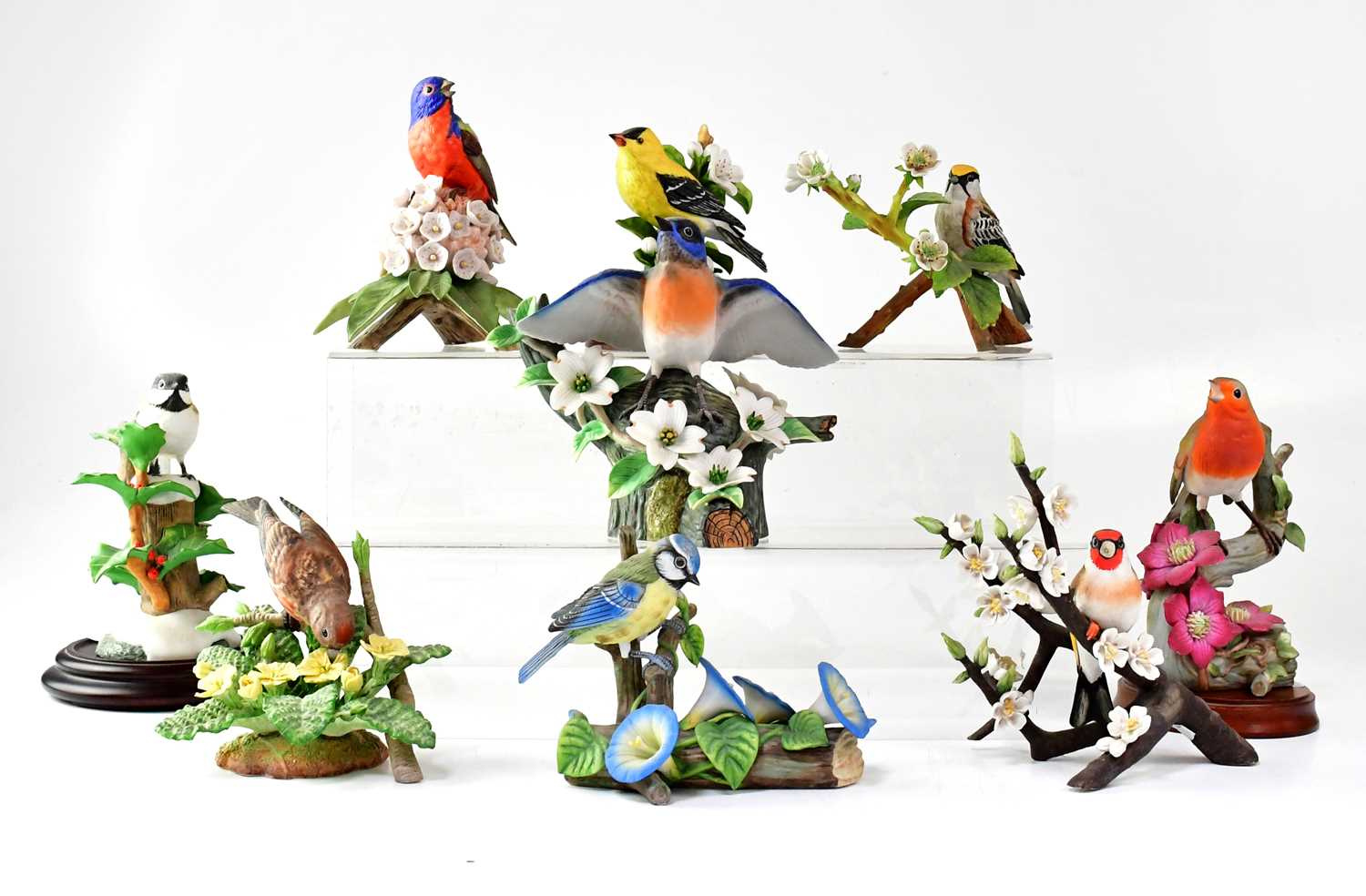 Lot 271 - FRANKLIN MINT; eight limited edition RSPB bird...