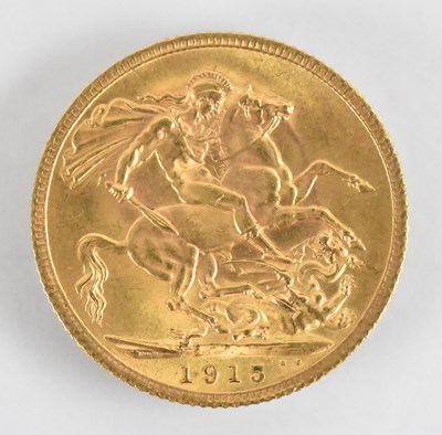 Lot 883 - A George V 1915 full sovereign.