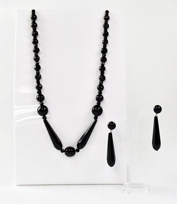 Lot 800 - A late 19th century Whitby jet necklace with...