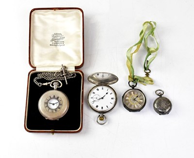 Lot 940 - OMEGA; a 925 silver full hunter pocket watch,...