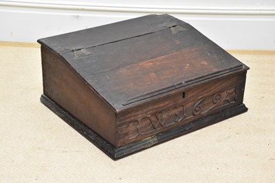 Lot 97 - A late 17th century and later oak bible box,...