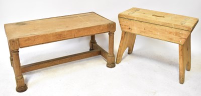 Lot 93 - PORT OF LIVERPOOL: a pine joint stool with...