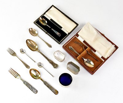 Lot 669 - DAVID ANDERSEN; a boxed child's silver fork...