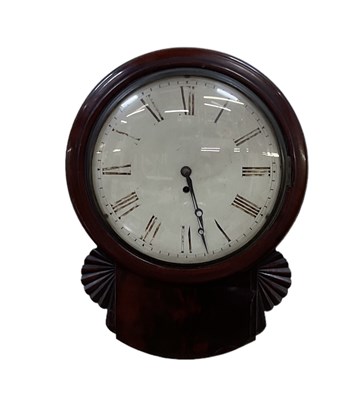 Lot 92 - A 19th century mahogany wall clock, the white...