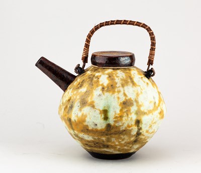 Lot 28 - ANDREW CHAMBERS; a large stoneware teapot with...