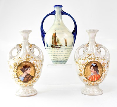 Lot 346 - Three Gerbruder Heuback porcelain twin-handled...