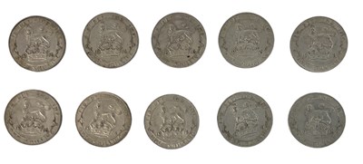 Lot 909 - Six George V 1916 shillings, two 1915...