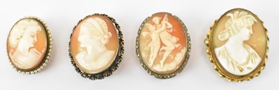 Lot 865 - A yellow metal mounted cameo brooch, 4 x 3cm,...