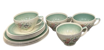 Lot 467 - SUSIE COOPER; a part tea service, floral...