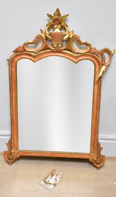 Lot 1235 - A 19th century carved gilt wood wall mirror,...