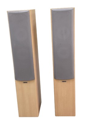 Lot 389 - TANNOY; a pair of MX-4 light maple speakers,...